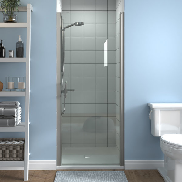 ExBrite 3233.5 in.W x 72 in.H Pivot Frameless Glass Shower Door